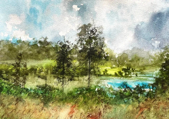 Serene  Landscape (PRT-8841-119520) - Canvas Art Print - 18in X 13in