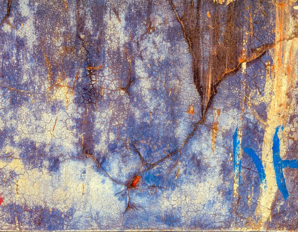 Textured Blue Wall With Cracks (PRT-15842-119530) - Canvas Art Print - 36in X 28in