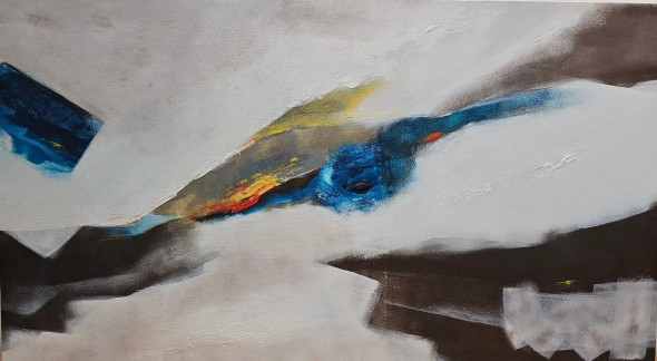 Flow Between Silence (ART-6730-119508) - Handpainted Art Painting - 45in X 25in