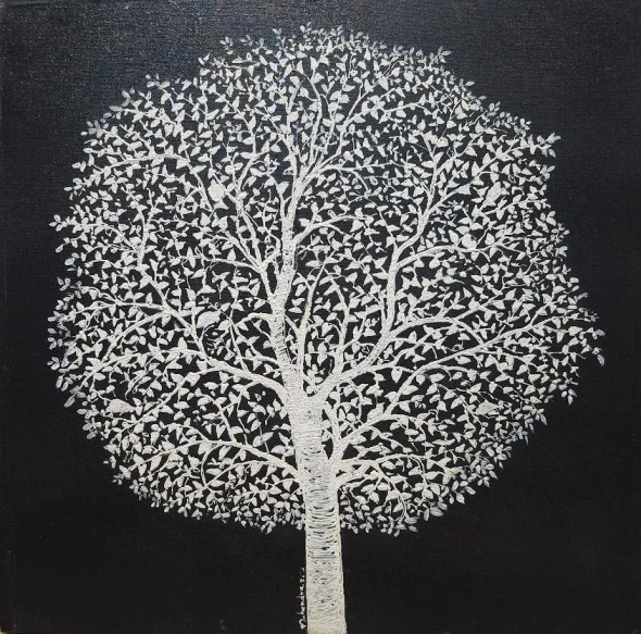 Tree Of Tranquility (ART-6730-119561) - Handpainted Art Painting - 18in X 18in