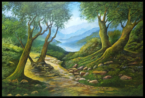 Landscape (ART-1342-119601) - Handpainted Art Painting - 36in X 24in