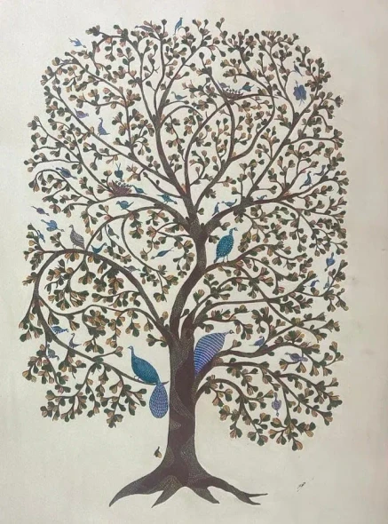 GOND ARTS ON CANVAS (ART-2050-119583) - Handpainted Art Painting - 36in X 48in