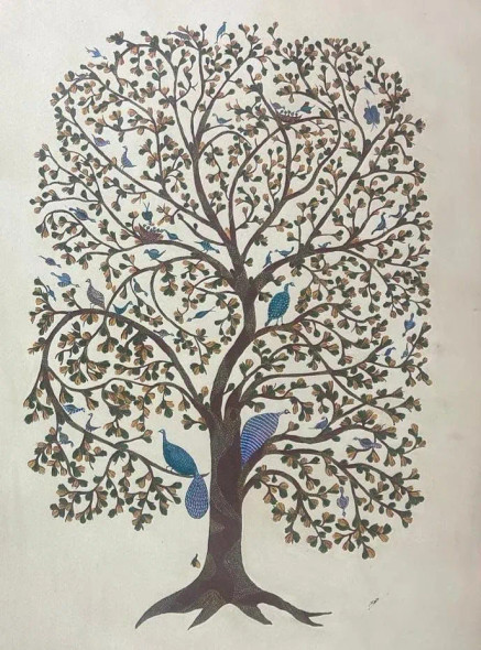 GOND ARTS ON CANVAS (ART-2050-119583) - Handpainted Art Painting - 36in X 48in