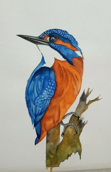 Bird Painting (ART-17940-119595) - Handpainted Art Painting - 24in X 8in