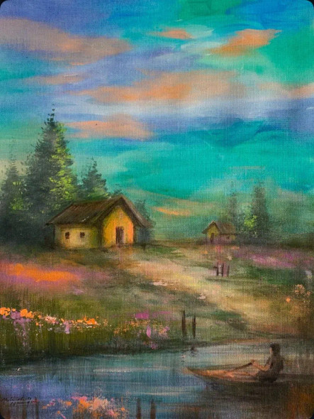 Colorful Landscape (ART-3512-119559) - Handpainted Art Painting - 14in X 17in