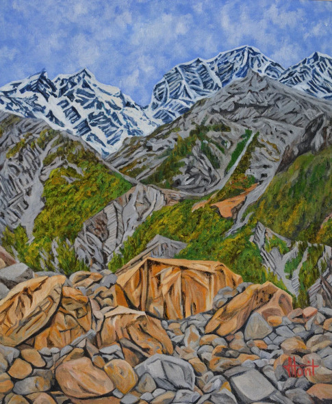 Himalayan Landscape I (ART-2948-119646) - Handpainted Art Painting - 20in X 24in