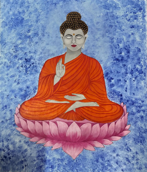 Buddha (ART-17697-119628) - Handpainted Art Painting - 24in X 28in