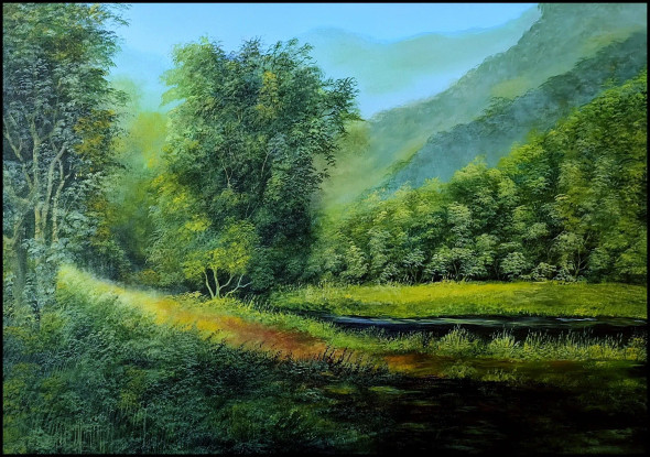 Landscape (ART-1342-119684) - Handpainted Art Painting - 36in X 24in