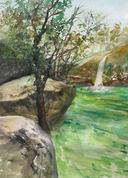 Late Afternoon Riverscape (PRT-8841-119617) - Canvas Art Print - 17in X 24in