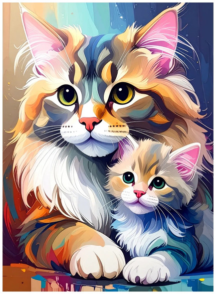 A Quiet Moment Of Love—mother And Kitten, Wrapped In Warmth And Trust (PRT-17594-119755) - Canvas Art Print - 18in X 24in