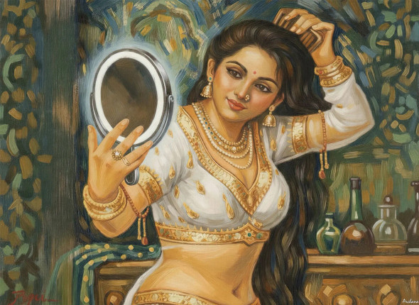 A Vision In The Mirror (PRT-15697-119910) - Canvas Art Print - 60in X 44in
