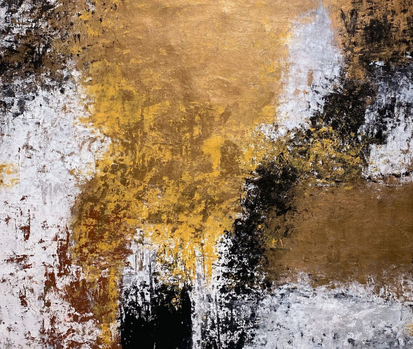 Golden Contrast (ART-8156-119827) - Handpainted Art Painting - 36in X 33in