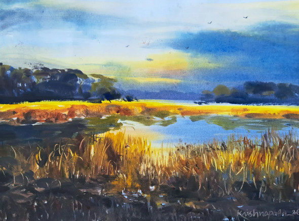 Landscape (ART-18009-119859) - Handpainted Art Painting - 15in X 11in