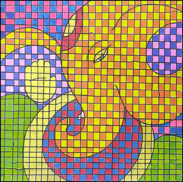 Ganesha Mosaic (ART-18155-119792) - Handpainted Art Painting - 24in X 24in
