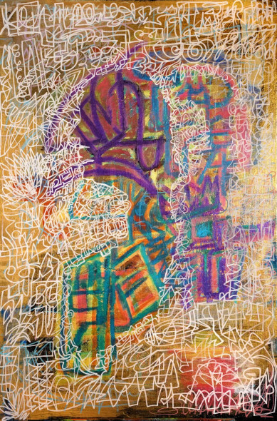 When Thought Eats Its Host (ART-18165-119771) - Handpainted Art Painting - 24in X 36in