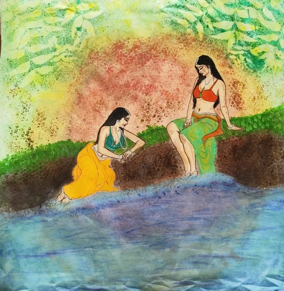 The Quiet Companionship (ART-17155-119982) - Handpainted Art Painting - 32in X 32in
