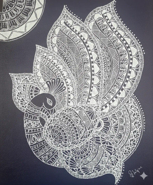 Divine Mandala Peacock (PRT-18077-119979) - Canvas Art Print - 20in X 24in