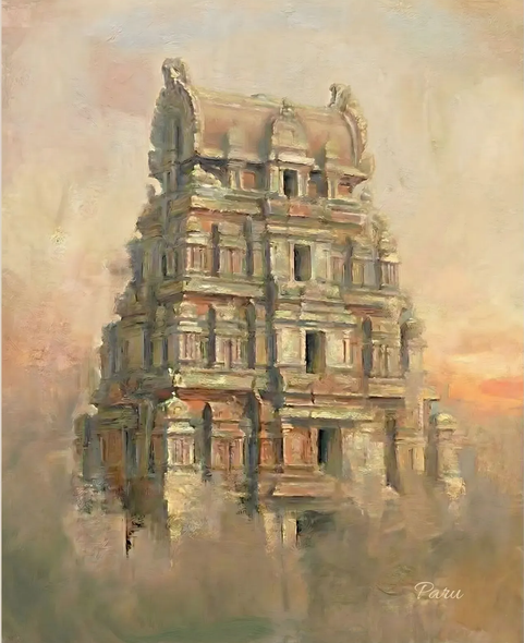 Gopuram I (PRT-18194-119988) - Canvas Art Print - 15in X 18in