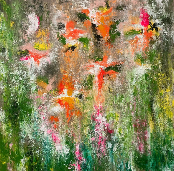 Floral Momentum (ART-8156-119003) - Handpainted Art Painting - 24in X 24in