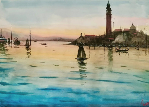 Venice (ART-5950-120140) - Handpainted Art Painting - 27in X 20in