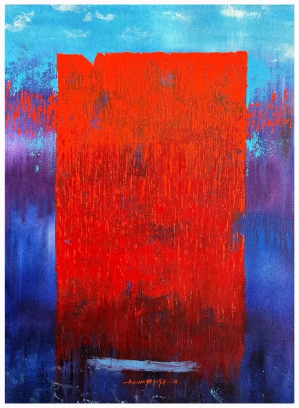 Silent Collision (ART-8069-120158) - Handpainted Art Painting - 18in X 24in