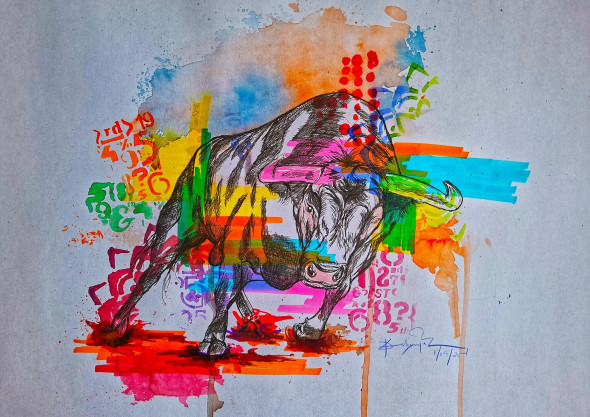 It's A Bull Market (PRT-7337-120274) - Canvas Art Print - 30in X 21in