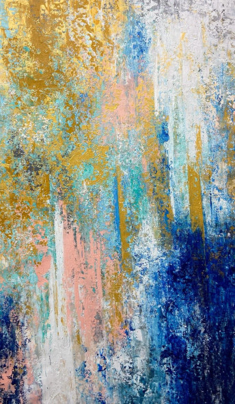 Textured Blue And Gold (PRT-8156-120128) - Canvas Art Print - 21in X 36in