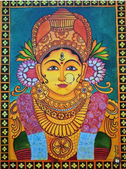 The Radiant Shakti (ART-5791-120380) - Handpainted Art Painting - 12in X 17in