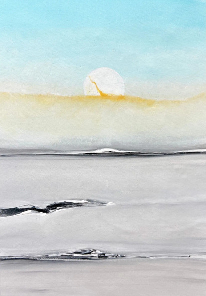 Golden Dawn Horizon (ART-8156-120382) - Handpainted Art Painting - 15in X 21in