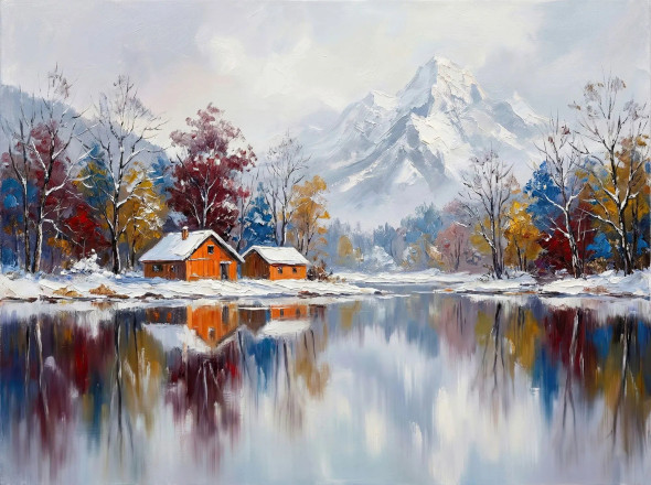 Solitude By The Frozen Glass (PRT-15697-120102) - Canvas Art Print - 60in X 45in