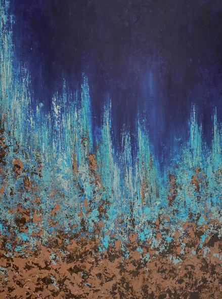 Layered Blue (PRT-8156-120186) - Canvas Art Print - 40in X 54in