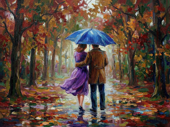 A Walk Through Painted Rain (PRT-15697-120100) - Canvas Art Print - 60in X 45in