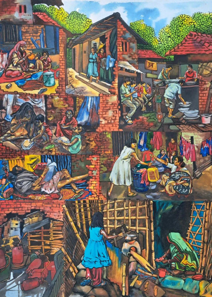 Slum Area (PRT-18009-120257) - Canvas Art Print - 30in X 42in