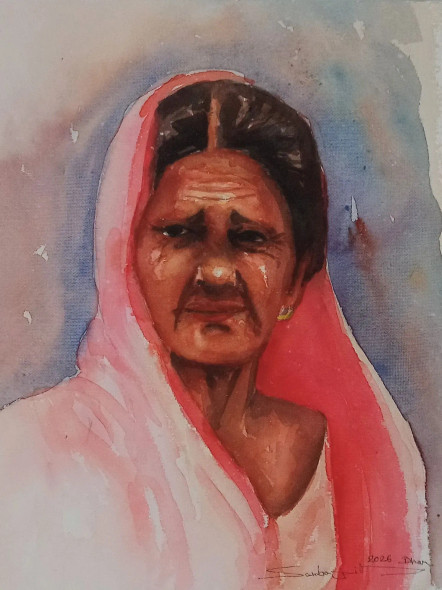 Silent Strength (ART-17209-120311) - Handpainted Art Painting - 10in X 14in
