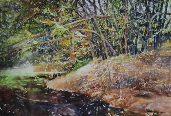 Landscape (ART-18009-120300) - Handpainted Art Painting - 30in X 22in