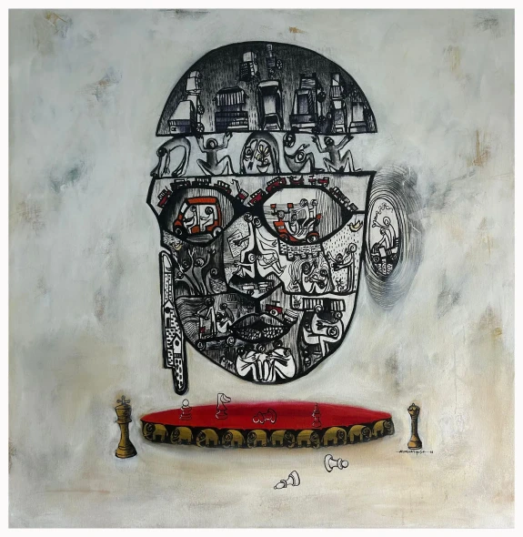 Architectures Of Thoughts (ART-16405-120143) - Handpainted Art Painting - 48in X 48in