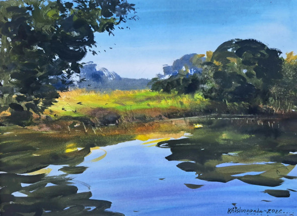 Landscape (ART-18009-119857) - Handpainted Art Painting - 15in X 11in