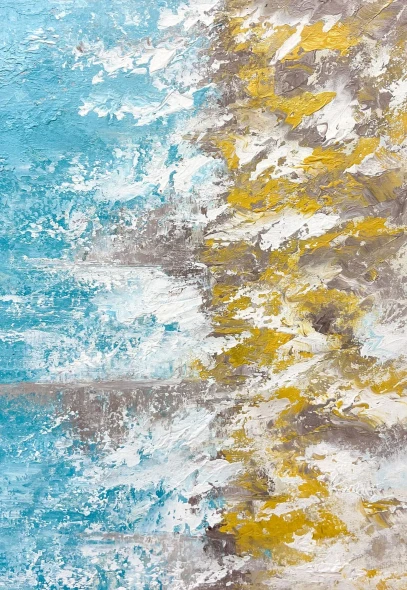 Sunlit Shoreline (ART-8156-120400) - Handpainted Art Painting - 15in X 21in