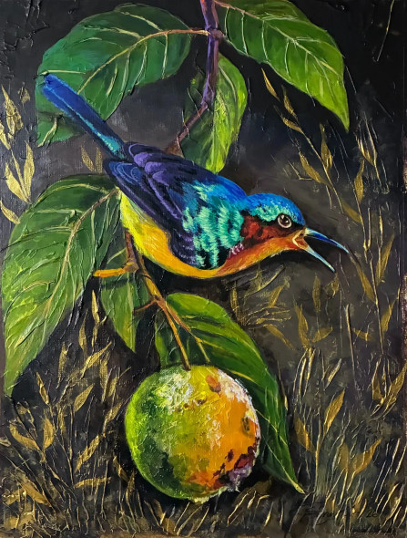 Golden Stillness (ART-18220-120365) - Handpainted Art Painting - 10in X 13in