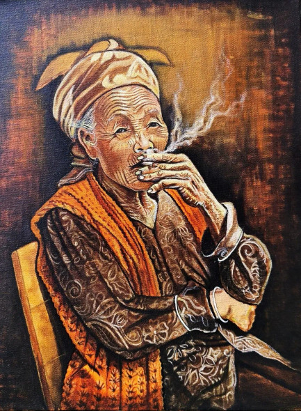 A Face Like A Storybook (ART-5261-120336) - Handpainted Art Painting - 12in X 16in