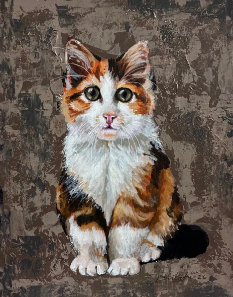 Autumn Whiskers (ART-18220-120366) - Handpainted Art Painting - 10in X 12in