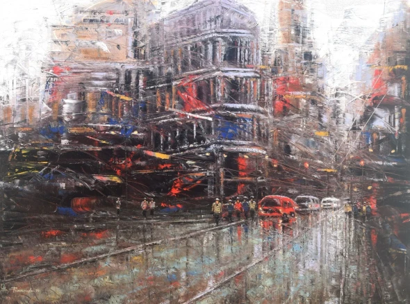 Urban Emotions (ART-7774-120323) - Handpainted Art Painting - 48in X 36in
