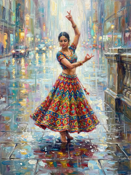 Rhythms Of A Neon Storm (PRT-15697-120448) - Canvas Art Print - 45in X 60in