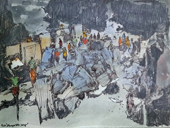Slum Area (PRT-18009-120483) - Canvas Art Print - 30in X 23in