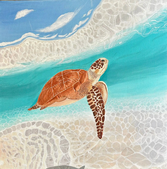 The Lucky Turtle (ART-17575-120552) - Handpainted Art Painting - 24in X 24in