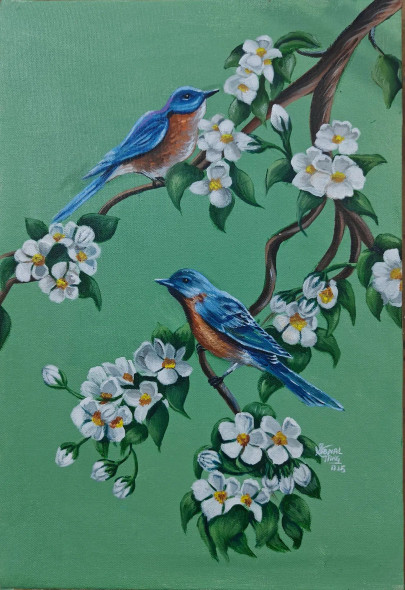 Love Birds (ART-18235-120601) - Handpainted Art Painting - 18in X 24in