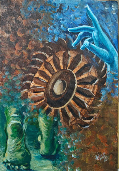 Dharma Of Life (ART-18235-120600) - Handpainted Art Painting - 11in X 16in