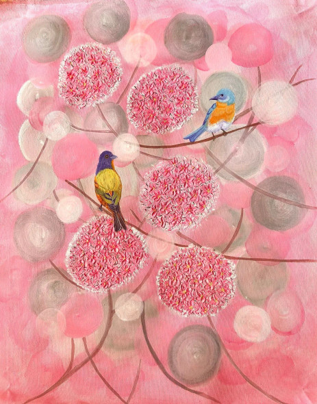 The Happy Birds (ART-17575-120586) - Handpainted Art Painting - 18in X 24in