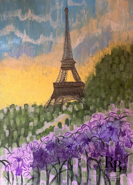 Abstract Eiffel Tower (ART-17575-120589) - Handpainted Art Painting - 17in X 24in