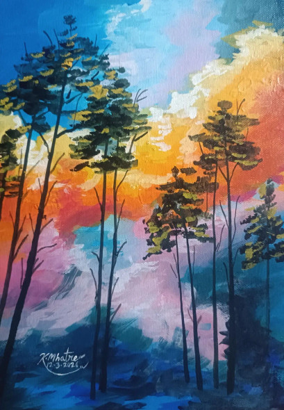 Dreamscape Forest (ART-1230-120642) - Handpainted Art Painting - 8in X 12in